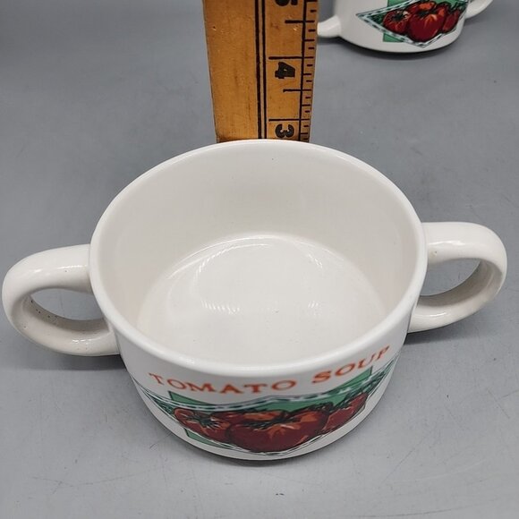 Vintage Ceramic Tomato Soup Mug Bowl Set Of 2 Handle - Picture 4 of 5